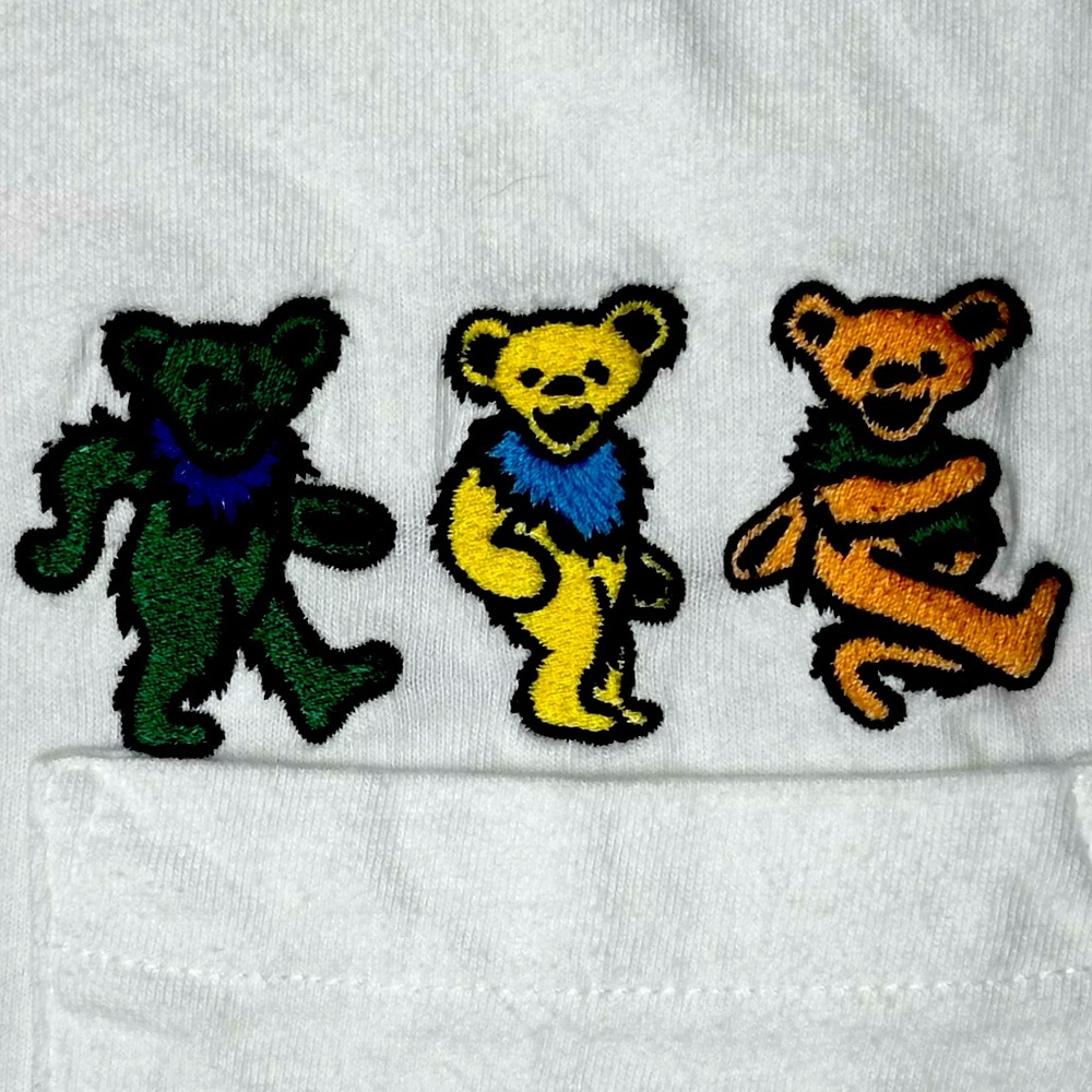 Grateful Dead & Co. Embroidered Row Dancing Bears White T-Shirt Tailgate XS